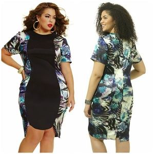 Monif C plus size Stacey blue colorblock dress